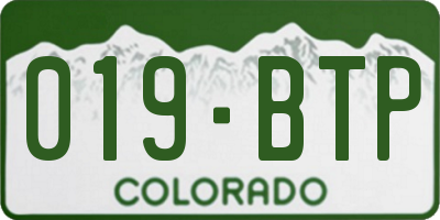 CO license plate 019BTP