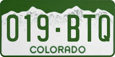 CO license plate 019BTQ