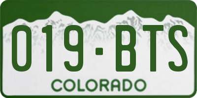 CO license plate 019BTS