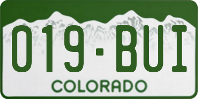 CO license plate 019BUI