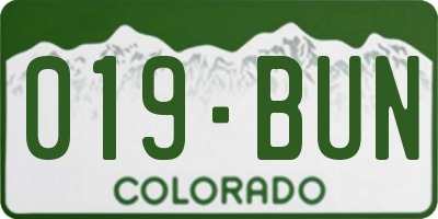 CO license plate 019BUN