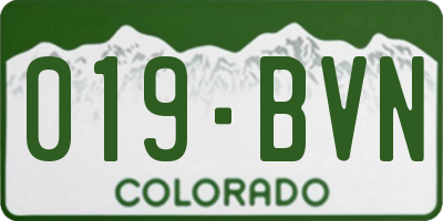 CO license plate 019BVN