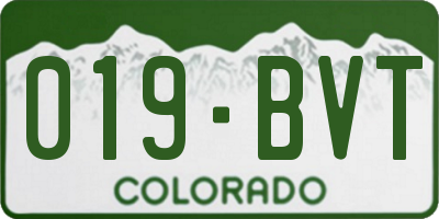 CO license plate 019BVT