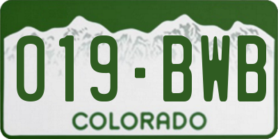 CO license plate 019BWB
