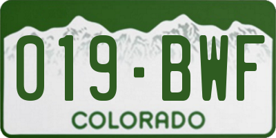 CO license plate 019BWF