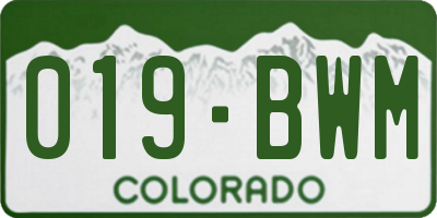CO license plate 019BWM