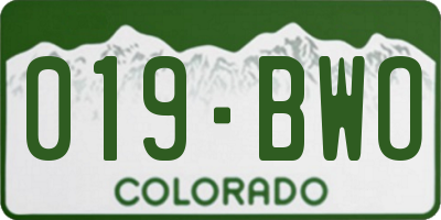 CO license plate 019BWO