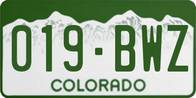 CO license plate 019BWZ