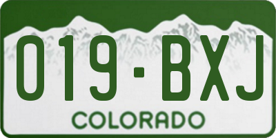 CO license plate 019BXJ