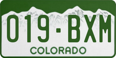 CO license plate 019BXM