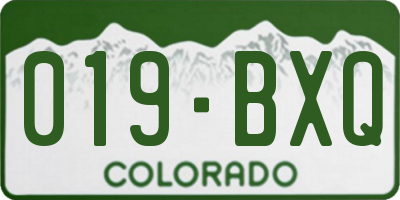 CO license plate 019BXQ
