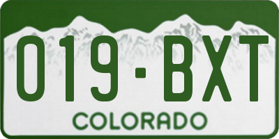 CO license plate 019BXT