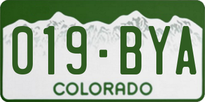 CO license plate 019BYA