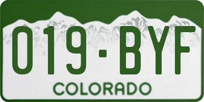 CO license plate 019BYF