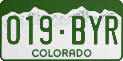 CO license plate 019BYR