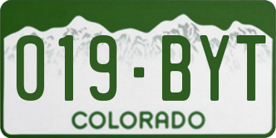 CO license plate 019BYT