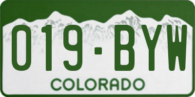 CO license plate 019BYW