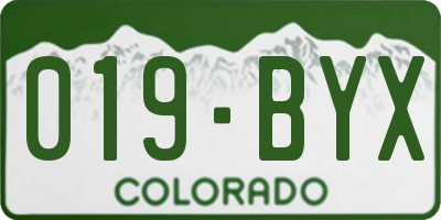 CO license plate 019BYX