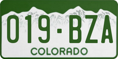CO license plate 019BZA
