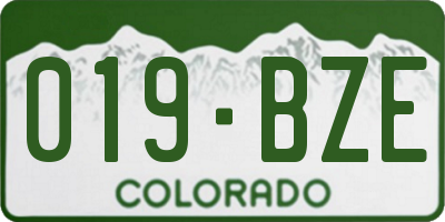 CO license plate 019BZE
