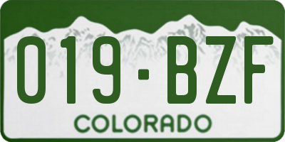 CO license plate 019BZF