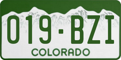CO license plate 019BZI