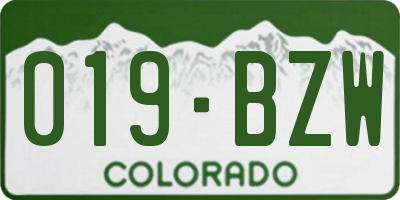 CO license plate 019BZW