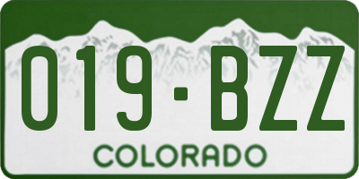 CO license plate 019BZZ