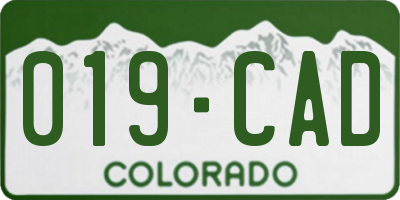 CO license plate 019CAD