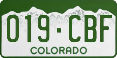 CO license plate 019CBF