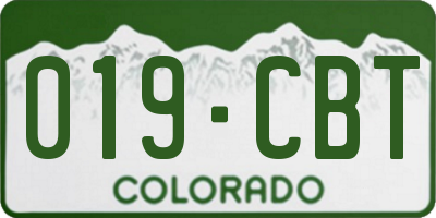 CO license plate 019CBT