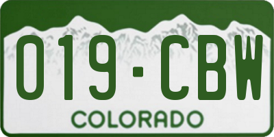 CO license plate 019CBW