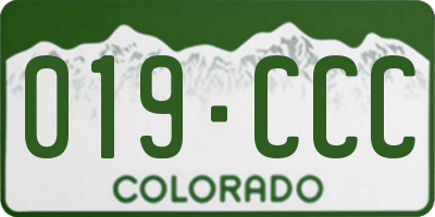 CO license plate 019CCC
