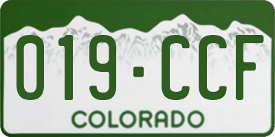 CO license plate 019CCF