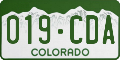 CO license plate 019CDA