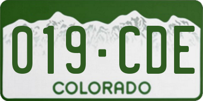 CO license plate 019CDE