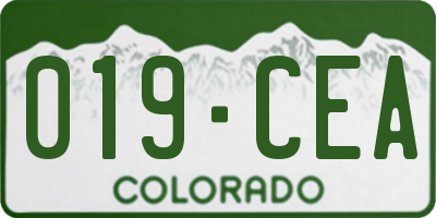 CO license plate 019CEA