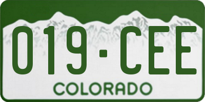 CO license plate 019CEE
