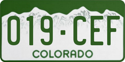 CO license plate 019CEF