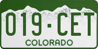 CO license plate 019CET