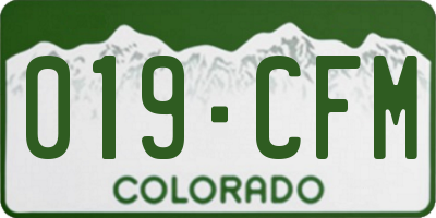 CO license plate 019CFM