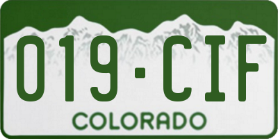 CO license plate 019CIF
