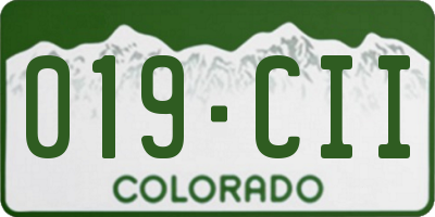 CO license plate 019CII