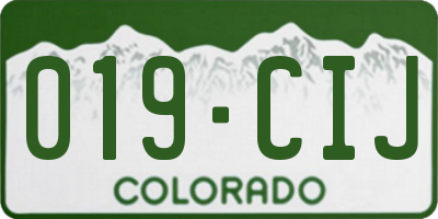 CO license plate 019CIJ