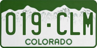 CO license plate 019CLM