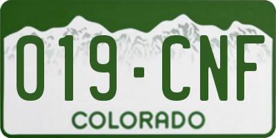 CO license plate 019CNF