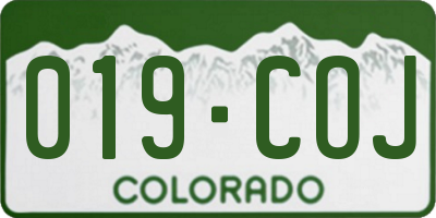 CO license plate 019COJ