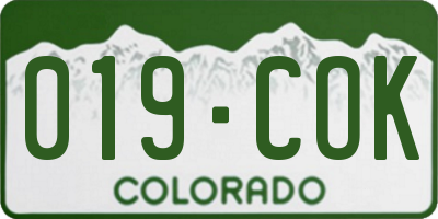 CO license plate 019COK