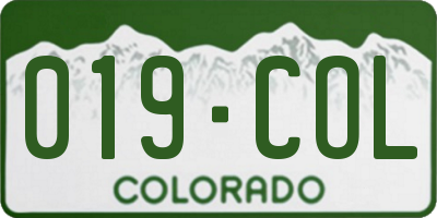 CO license plate 019COL
