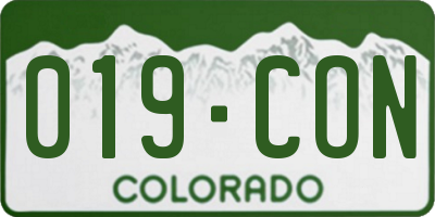 CO license plate 019CON